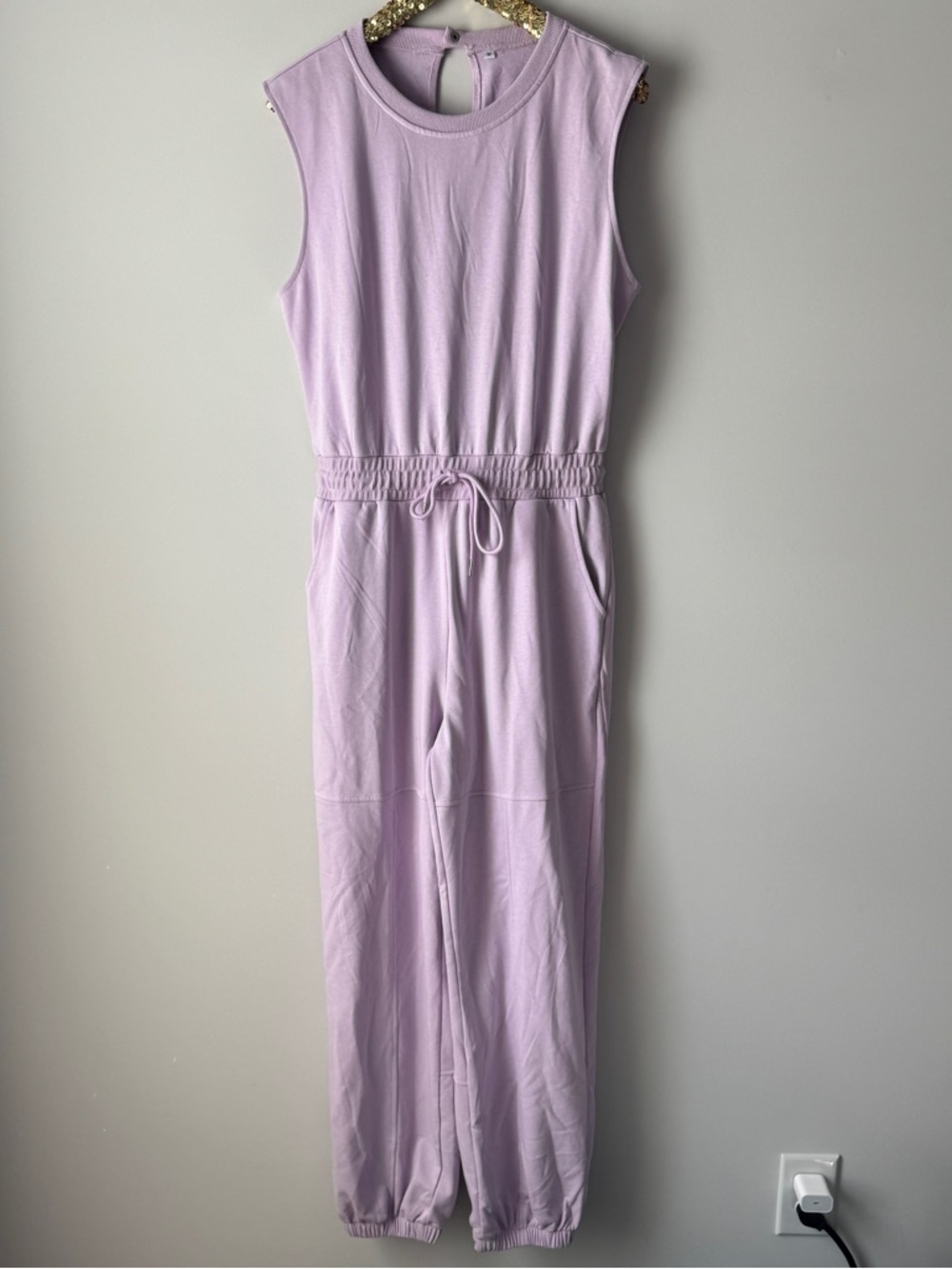 Sleeveless Lilac Drawstring Jumpsuit